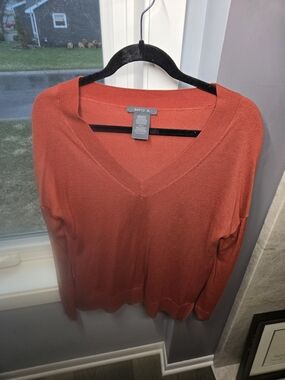 Matty M Women's V-Neck Sweater in Burnt Orange